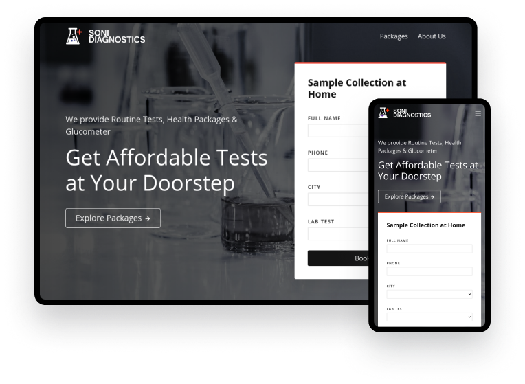 Lab Test Booking for Soni Diagnostics project